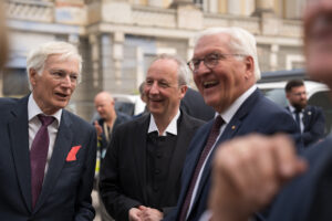 Bundespräsident Frank-Walter-Steinmeier am 22. August 2024 an der Garnisonkirche Potsdam.